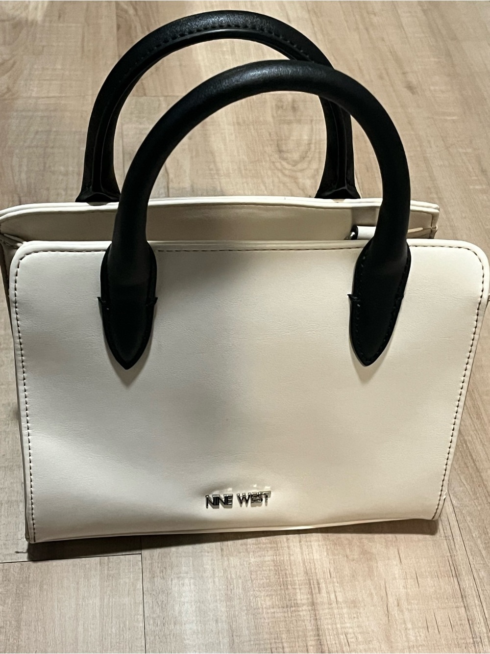 Nine West Cream Satchel with Black Handles
